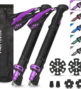 TheFitLife Collapsible Trekking Poles for Hiking – Lightweight Folding Walking Sticks for Men and Women with Extra-Long Foam Handle and Metal Flip Lock