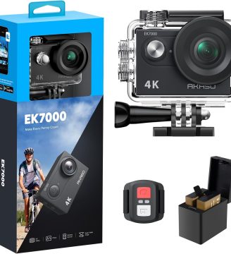 AKASO EK7000 4K30FPS 20MP WiFi Action Camera with EIS Ultra HD 131FT Waterproof Underwater Camera Remote Control 4X Zoom Support External Microphone Black